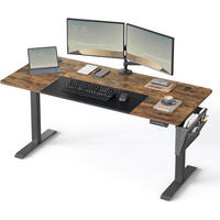 COMPUTERTISCH 160/70/72-120 cm Braun, Schwarz elektrisch höhenverstellbar  - Schwarz/Braun, Basics, Holzwerkstoff/Metall (160/70/72-120cm) - Boxxx