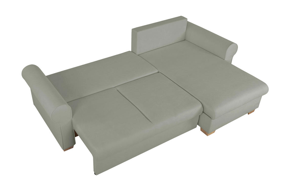 ECKSOFA in Grau  - Buchefarben/Grau, Design, Holz/Textil (266/161cm) - MID.YOU