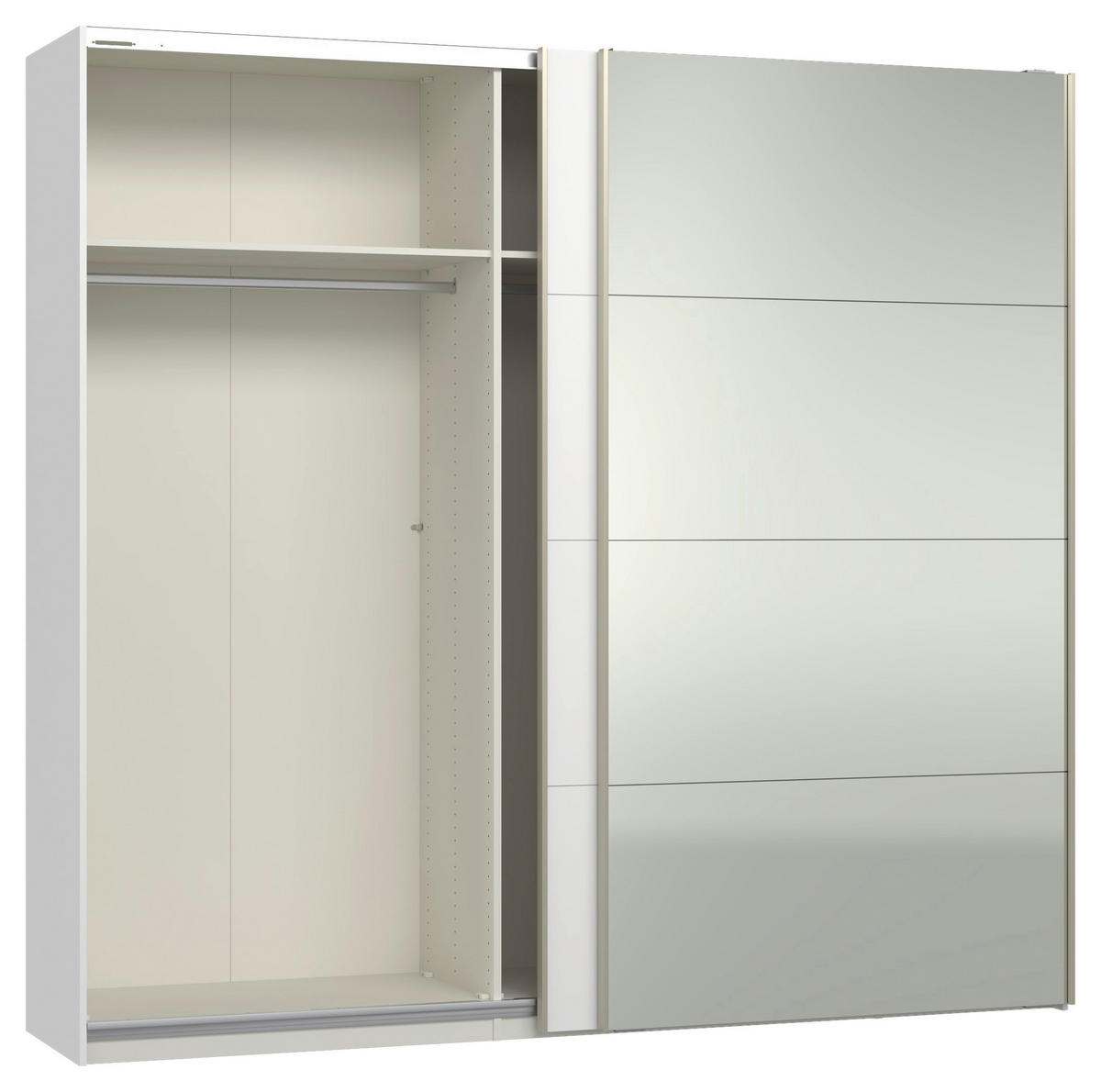 SCHWEBETÜRENSCHRANK 252,8/236/65 cm 2-türig Weiß  - Edelstahlfarben/Weiß, Design, Glas/Holzwerkstoff (252,8/236/65cm) - Jutzler