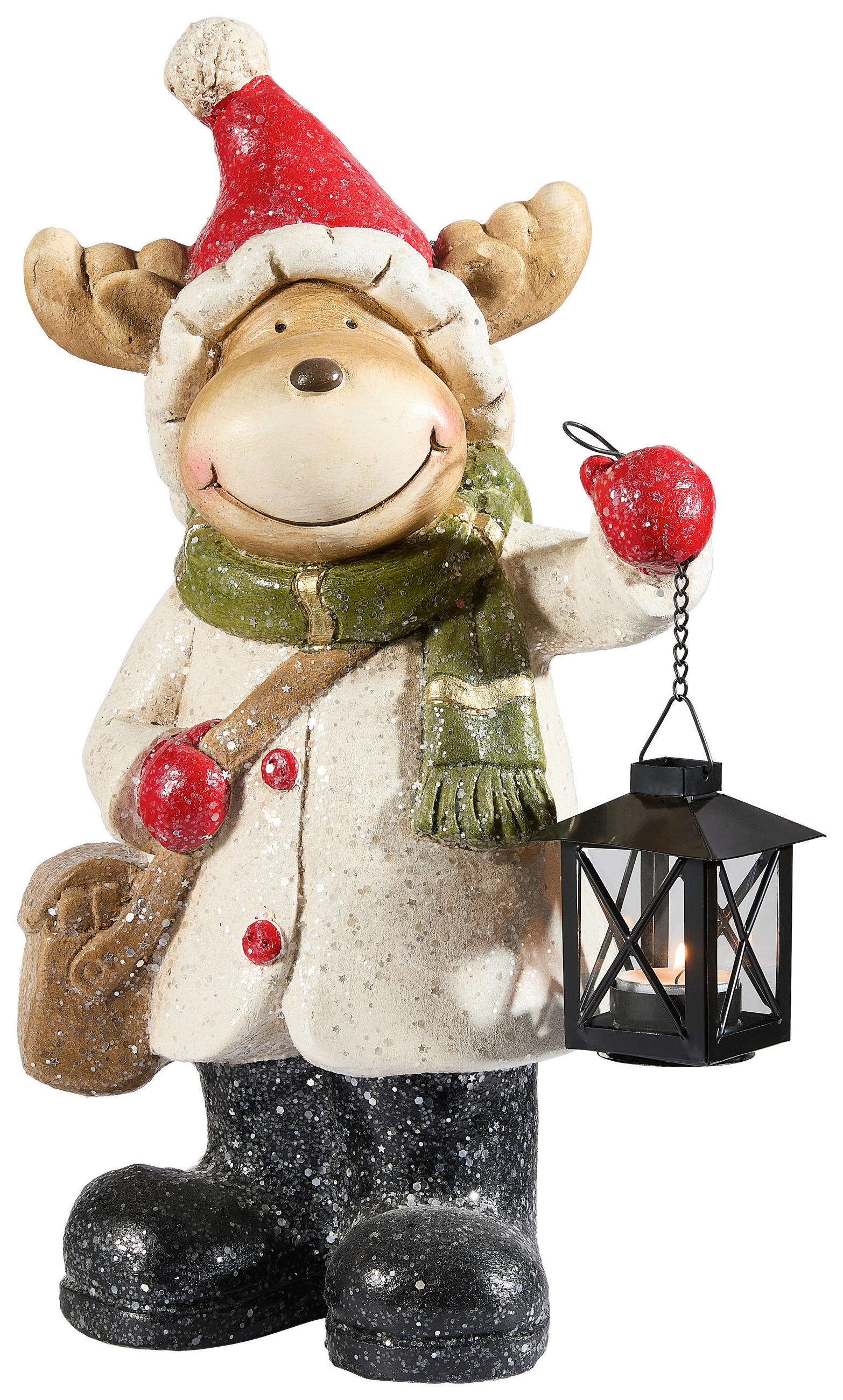 DEKOR RÉNSZARVAS - fekete/piros, Lifestyle, kő/fém (25/43,5/16,5cm) - X-Mas