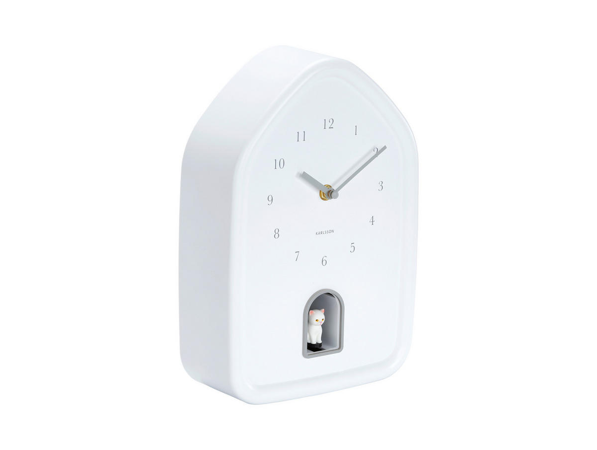 WANDUHR Modern Kitty Weiß  - Weiß, Basics, Kunststoff (20/29.1cm) - Karlsson