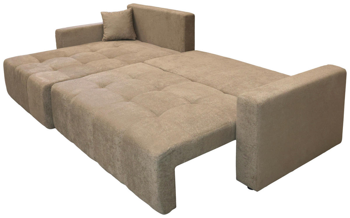 ECKSOFA LAGUNA in Frottee Braun  143/260 cm  - Schwarz/Braun, Design, Kunststoff/Textil (143/260cm) - MID.YOU