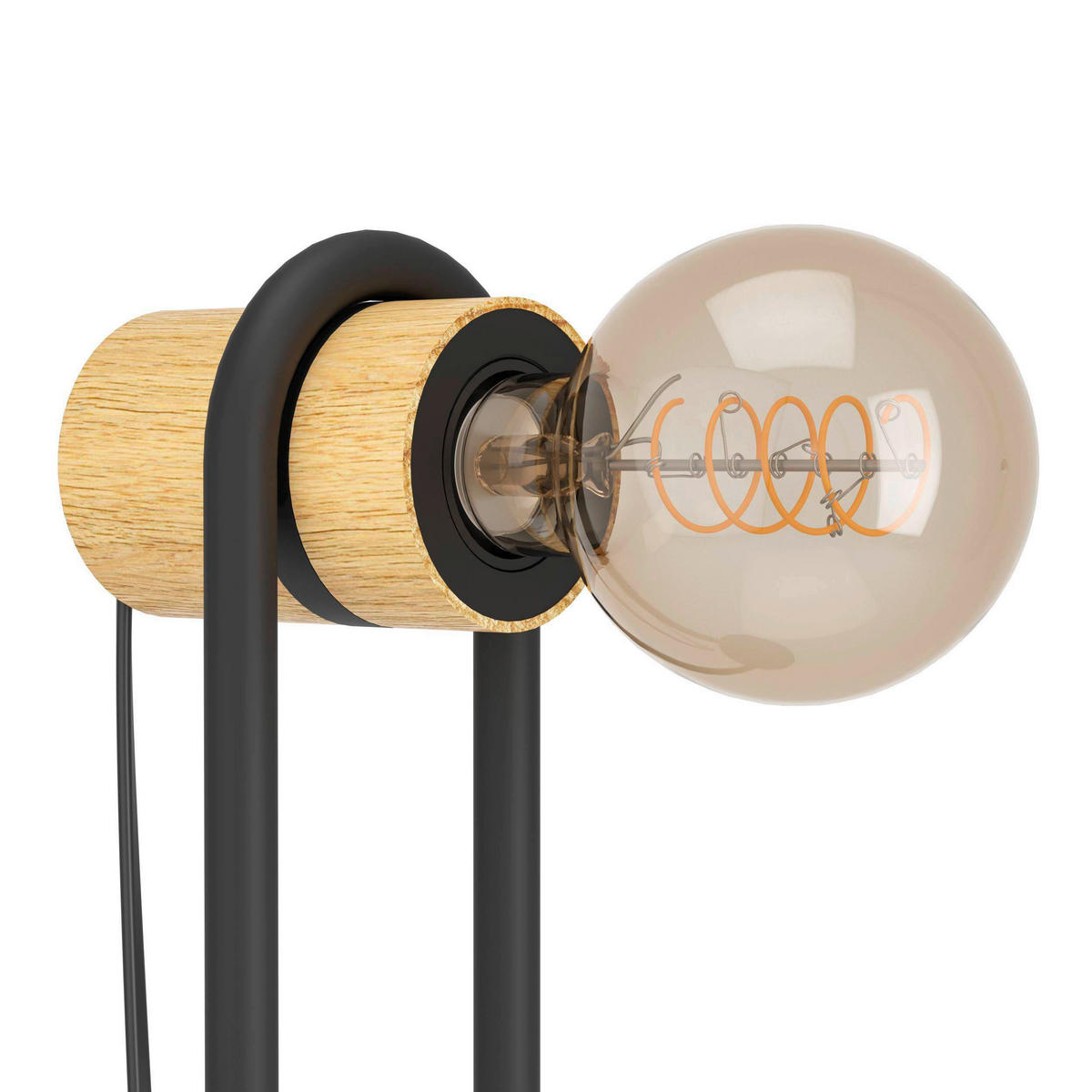 STEHLEUCHTE 8,5/9/140,5 cm    - Schwarz/Braun, Natur, Holz/Metall (8,5/9/140,5cm) - Eglo