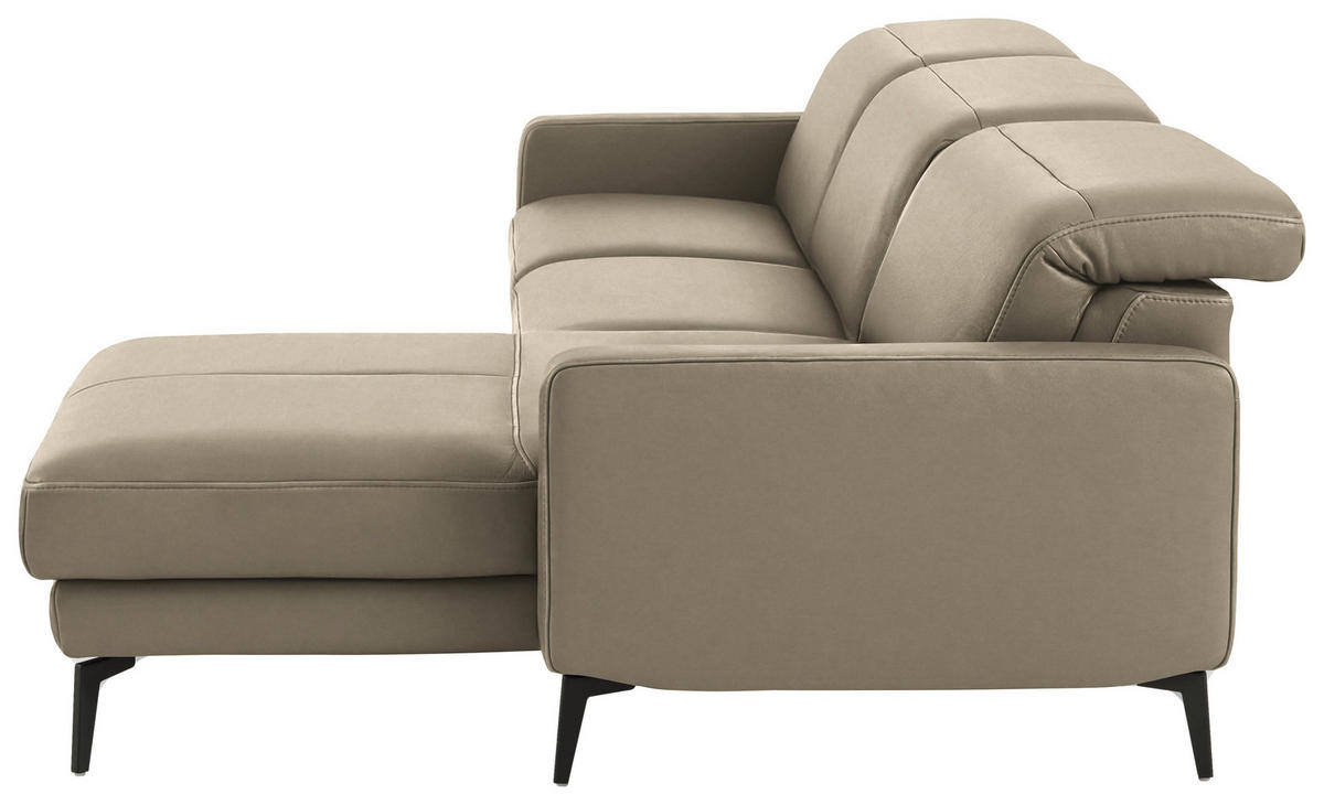 ECKSOFA  Echtleder Kaschmir  - Kaschmir/Schwarz, Design, Leder/Metall (323/179cm) - Dieter Knoll