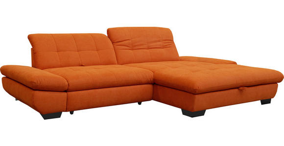 ECKSOFA  in Mikrofaser Orange  290/198 cm  - Schwarz/Orange, Design, Textil/Metall (290/198cm) - Xora