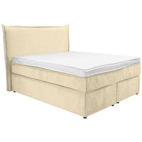 BOXSPRINGBETT 140/200 cm  in Creme  - Creme/Schwarz, Konventionell, Kunststoff/Textil (140/200cm) - Boxxx