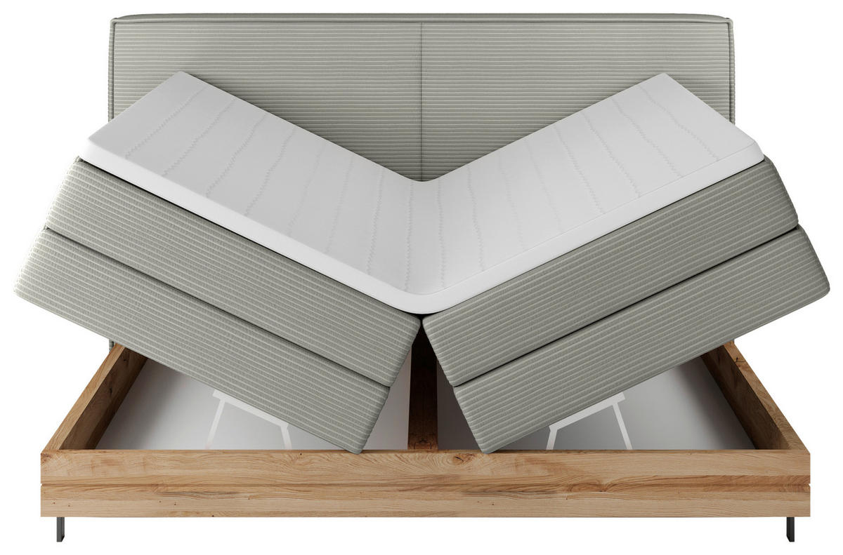 BOXSPRINGBETT 160/200 cm  in Graubraun  - Graubraun/Schwarz, Natur, Holz/Textil (160/200cm) - Valnatura