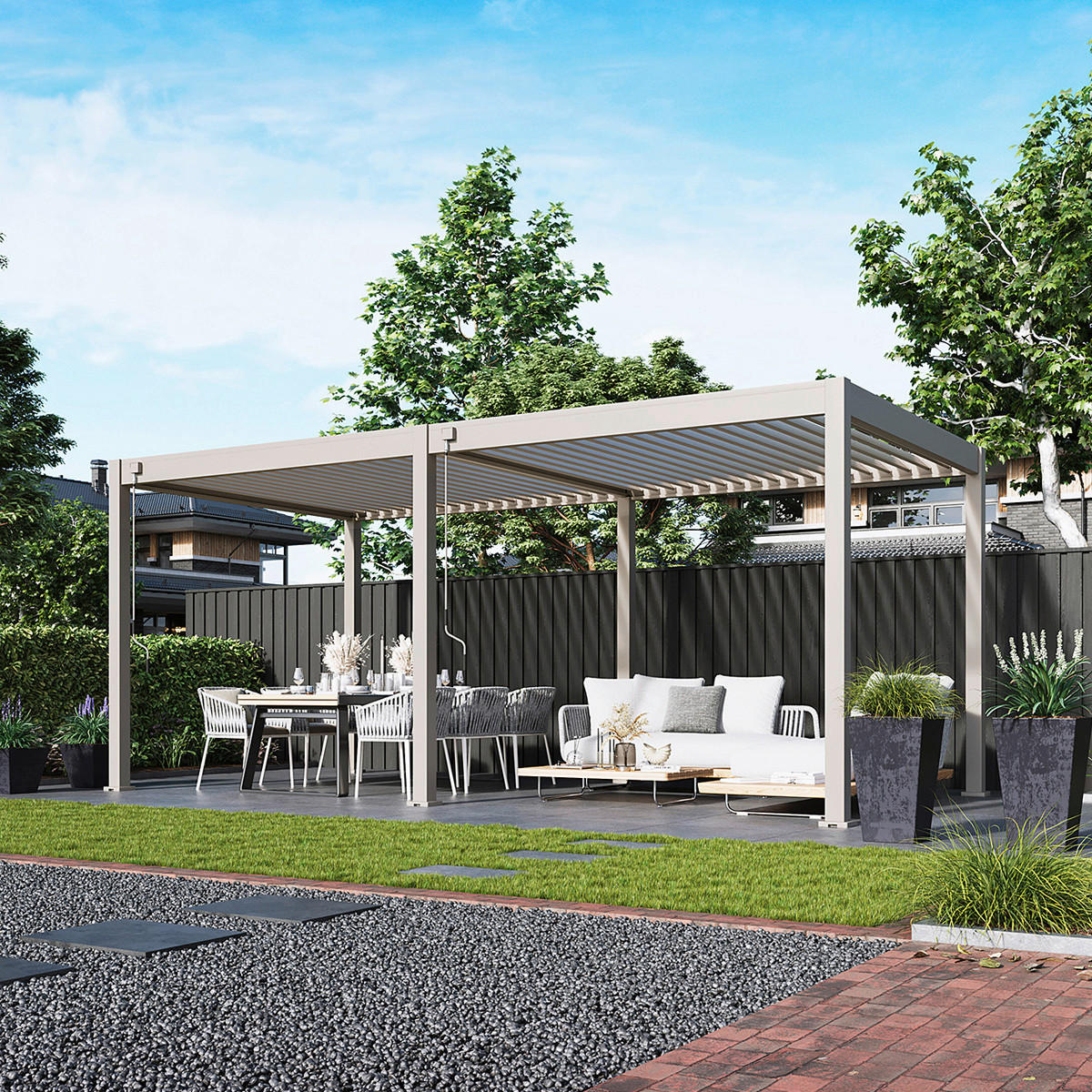 PERGOLA 300/600/255 cm   - Perlmutt, Basics, Metall (300/600/255cm) - Gardenson