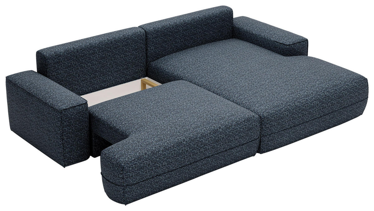 ECKSOFA in Struktur Blau  - Blau/Schwarz, Design, Kunststoff/Textil (272/156cm) - Livetastic