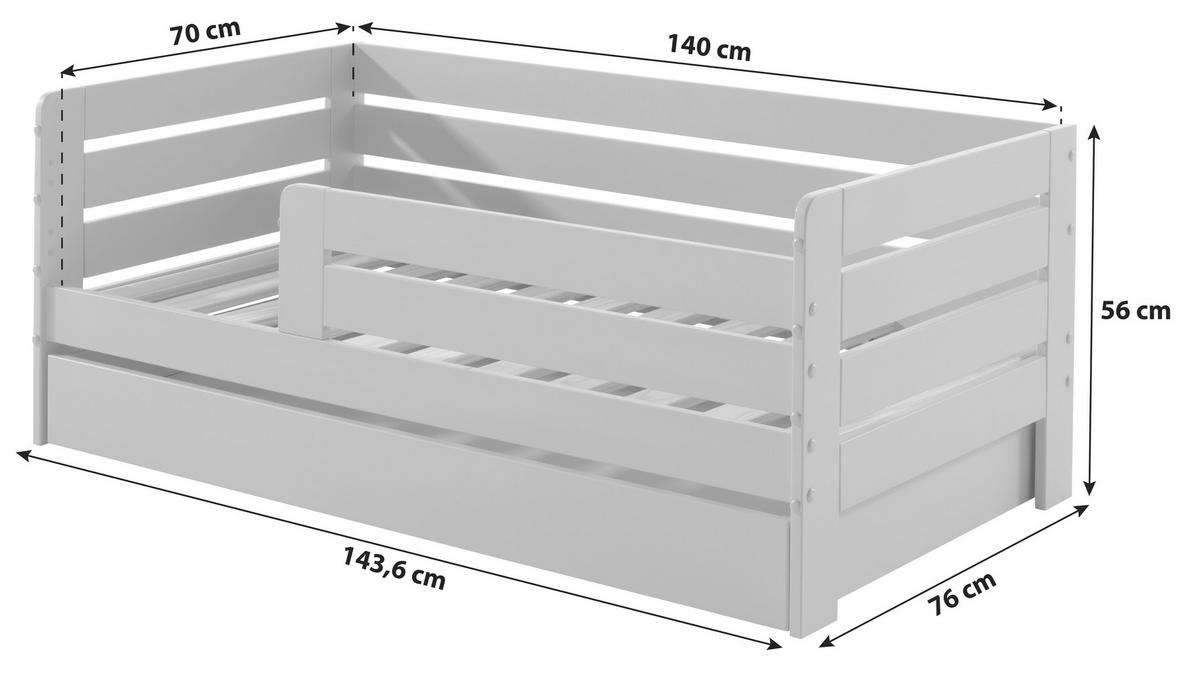 KINDER-/JUNIORBETT 70/140 cm  in Grau  - Kieferfarben/Grau, MODERN, Holz/Holzwerkstoff (70/140cm) - MID.YOU