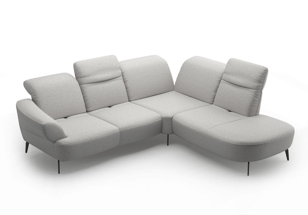 ECKSOFA in Flachgewebe Hellgrau  302/270 cm  - Hellgrau/Schwarz, MODERN, Textil/Metall (302/270cm) - Sit & More