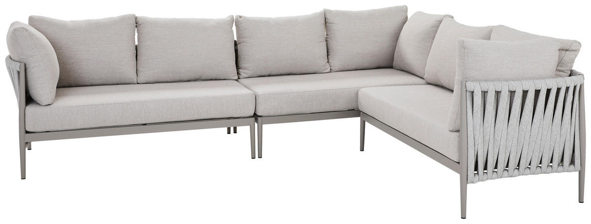 LOUNGEGARNITUR 296/229 cm Aluminium  - Beige/Hellgrau, Design, Textil/Metall (296/229cm) - Amatio