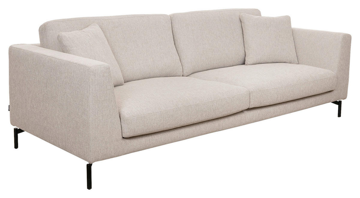 3-SITS SOFFA i svart, beige  - beige/svart, Basics, metall/trä (235/84/100cm) - Pure Home Comfort