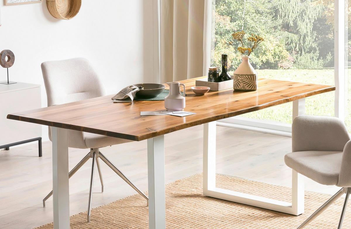 ESSTISCH in Holz 200/100/75 cm   - Weiß/Naturfarben, MODERN, Holz/Metall (200/100/75cm) - Livetastic