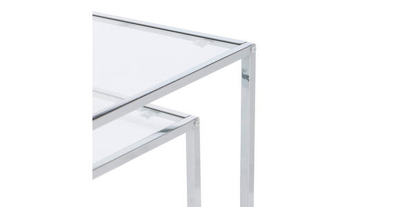 BEISTELLTISCHSET quadratisch Klar, Chromfarben  - Klar/Chromfarben, Design, Glas/Metall (40-45/40-45/40-50cm) - Carryhome