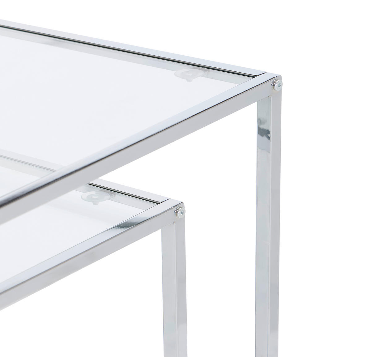 BEISTELLTISCHSET quadratisch Klar, Chromfarben  - Klar/Chromfarben, Design, Glas/Metall (40-45/40-45/40-50cm) - Carryhome