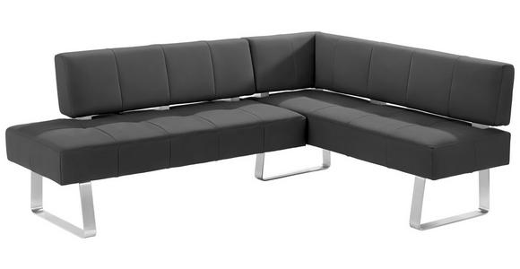 ECKBANK 227/165 cm in Edelstahlfarben, Dunkelbraun - Edelstahlfarben/Dunkelbraun, Design, Textil/Metall (227/165cm) - Moderano