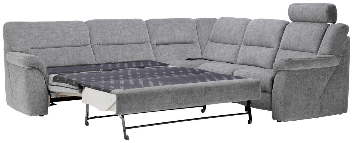 ECKSOFA in Chenille Grau  - Schwarz/Grau, Konventionell, Kunststoff/Textil (282/252cm) - Himolla