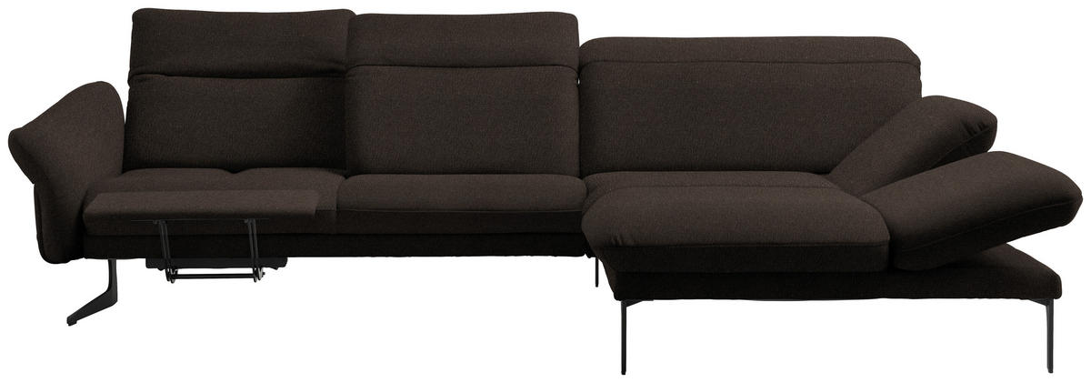 ECKSOFA in Webstoff Dunkelbraun  - Anthrazit/Dunkelbraun, Design, Textil/Metall (299/203cm) - Himolla