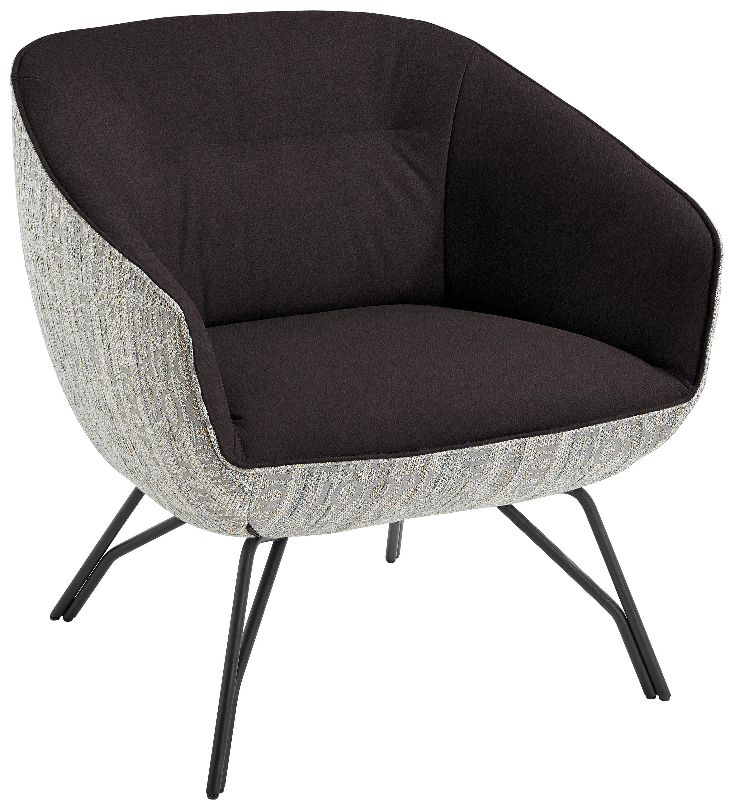 COCKTAILSESSEL - Anthrazit/Dunkelbraun, Design, Leder/Textil (76/80/73cm) - Joop!