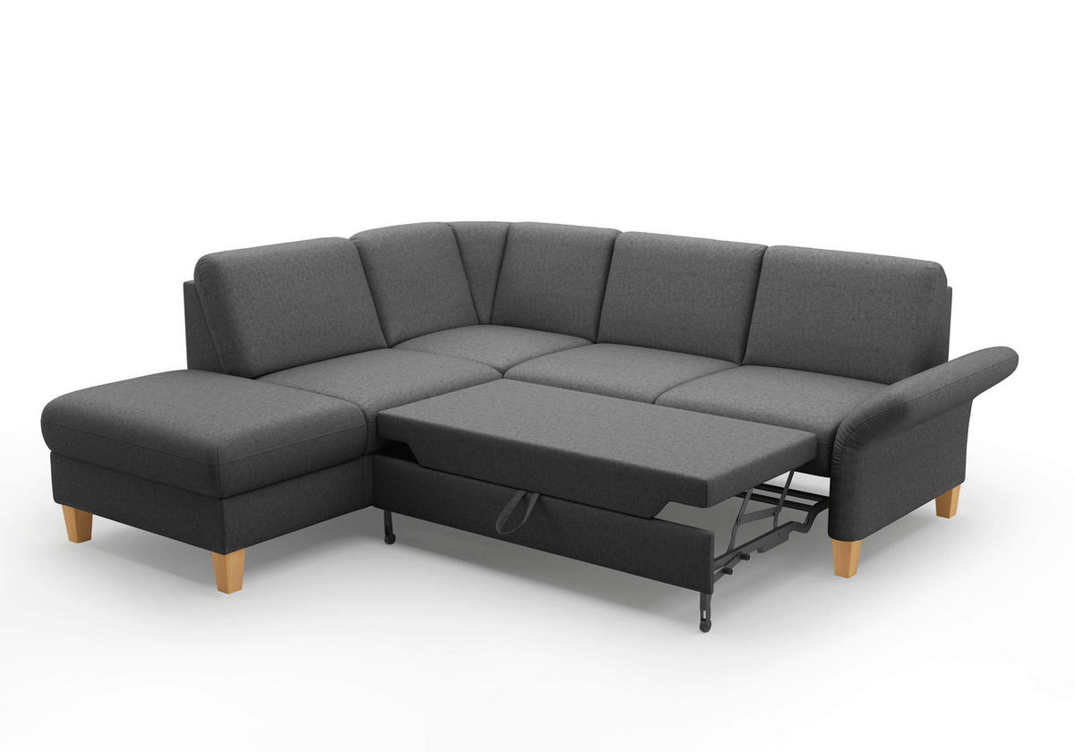 ECKSOFA ROCHELLE E Dunkelgrau Flachgewebe  - Eichefarben/Dunkelgrau, KONVENTIONELL, Holz/Textil (216/240cm) - Sit & More