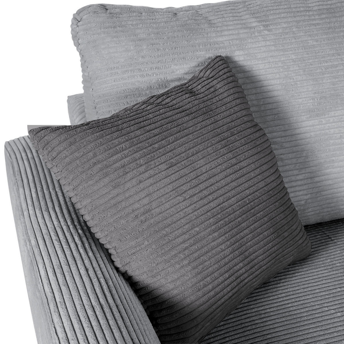 ECKSOFA in Cord Hellgrau  - Dunkelgrau/Hellgrau, Design, Kunststoff/Textil (240/175cm) - Landscape