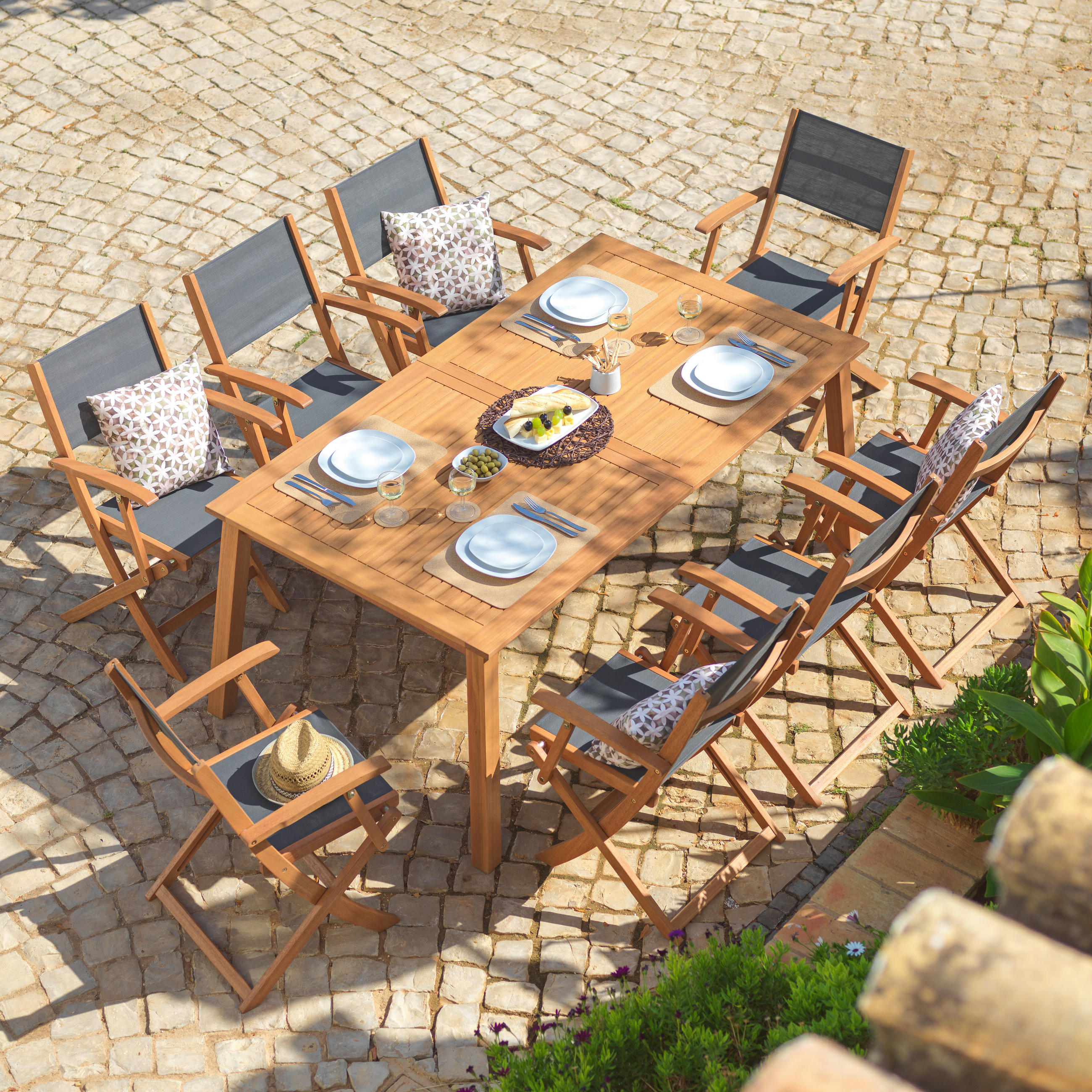 Thumbnail - Ambia Garden Gartenklappsessel, Grau, Natur, Holz, Textil, Akazie, massiv, X-Form, 56x90x58 cm, klappbar, Gartenmöbel, G...