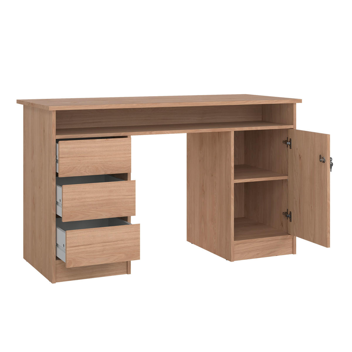 SCHREIBTISCH 126/55/75,6 cm  in Eichefarben  - Eichefarben, MODERN, Holzwerkstoff (126/55/75,6cm) - MID.YOU