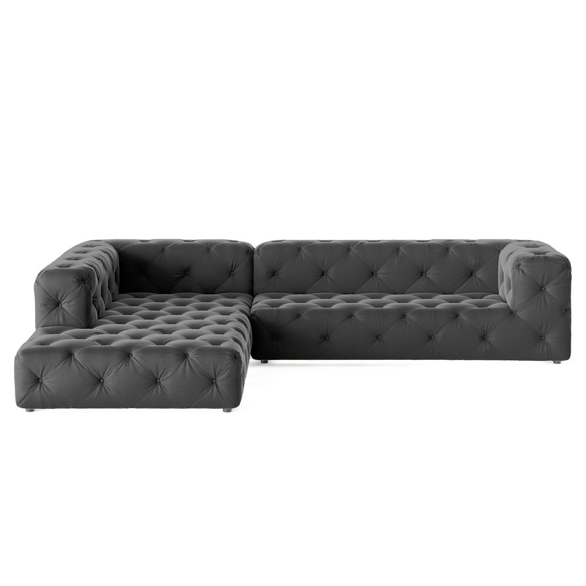 ECKSOFA Fresco in Samt Schwarz  228/325 cm  - Schwarz, Design, Kunststoff/Textil (228/325cm) - P & B