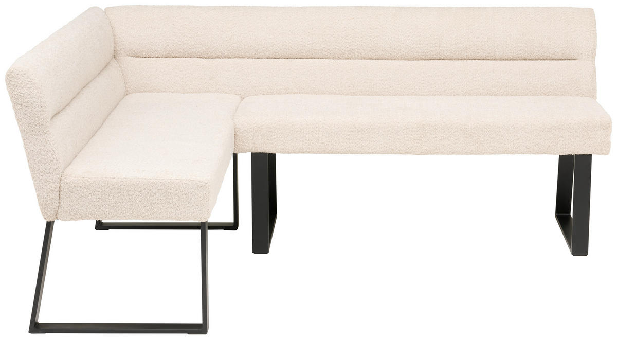 ECKBANK 150/190 cm Webstoff, Bouclé Beige   - Beige/Schwarz, KONVENTIONELL, Textil/Metall (150/190cm) - MID.YOU