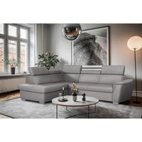 SJEDEĆA GARNITURA koža  siva   - siva, koža/metal (211/262cm) - Celina Home