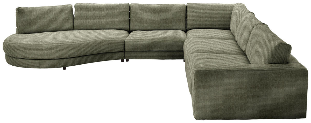 ECKSOFA in Chenille, Cord Grün  - Schwarz/Grün, Design, Kunststoff/Textil (425/365cm) - Lomoco