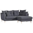 ECKSOFA  in Flachgewebe Anthrazit  210/156 cm  - Anthrazit/Buchefarben, KONVENTIONELL, Holz/Textil (210/156cm) - Carryhome