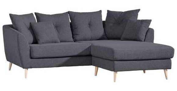 ECKSOFA  in Flachgewebe Anthrazit  210/156 cm  - Anthrazit/Buchefarben, KONVENTIONELL, Holz/Textil (210/156cm) - Carryhome