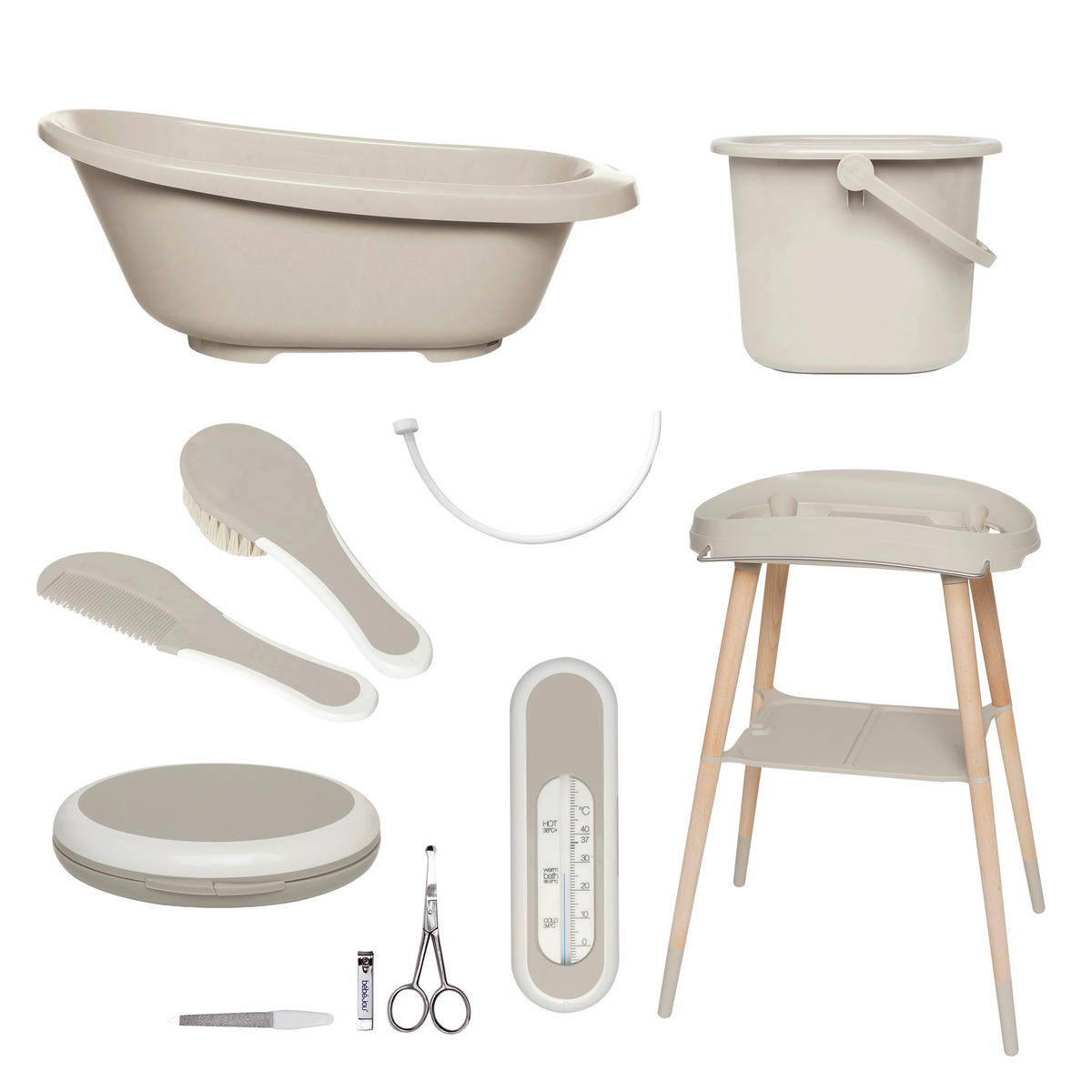 BABYBADESET SENSE EDITION 7-teilig  - Taupe, Basics, Kunststoff (79.5/40/46cm) - Bebe Jou