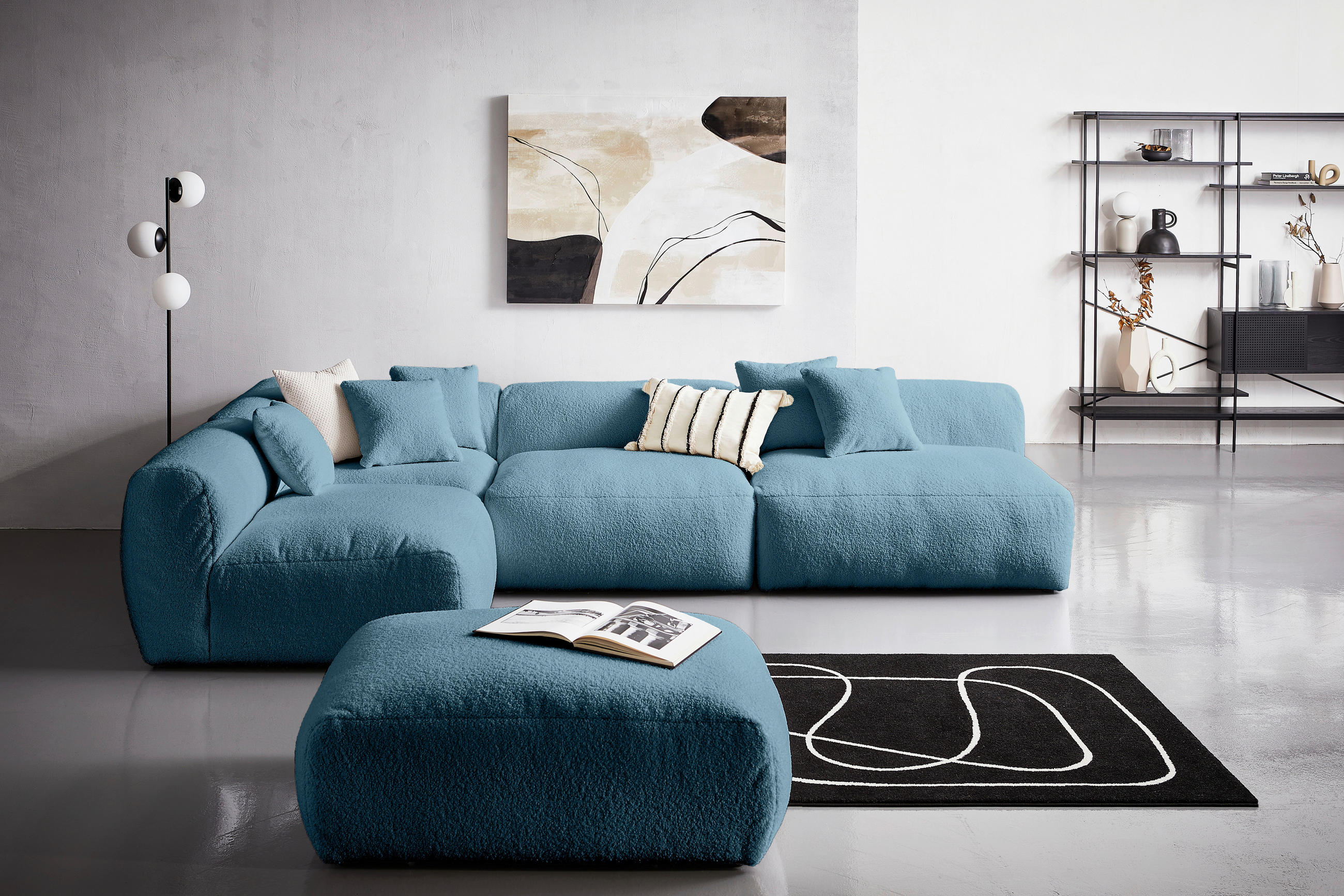SOFAELEMENT in Flachgewebe, Teddystoff Blau - Blau, Trend, Textil (82/45/122cm) - Livetastic
