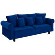 BIGSOFA in Samt Dunkelblau  - Schwarz/Dunkelblau, Design, Holz/Textil (248/96/95cm) - Carryhome