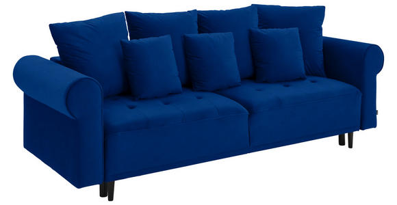 BIGSOFA in Samt Dunkelblau  - Schwarz/Dunkelblau, Design, Holz/Textil (248/96/95cm) - Carryhome