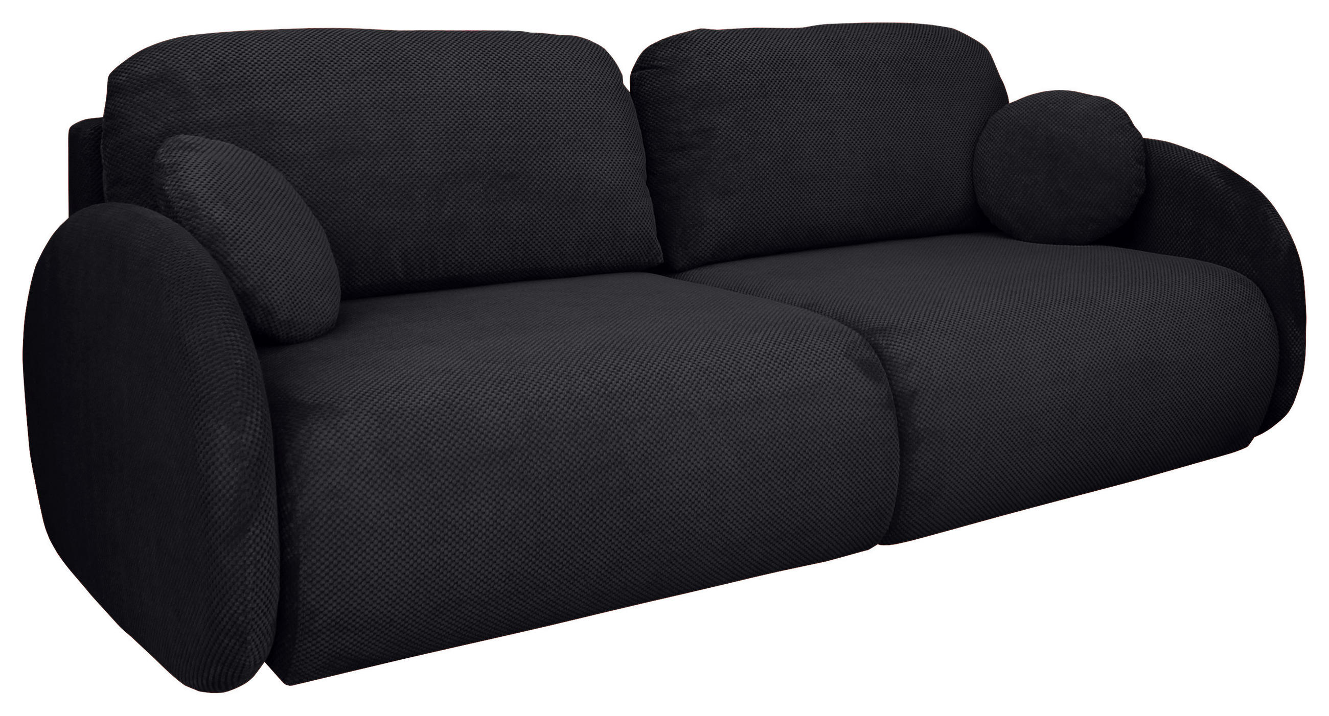 SCHLAFSOFA  mit Liegefunktion, Schlafen auf Sitzhöhe, Rücken echt Chenille Schwarz  - Schwarz, KONVENTIONELL, Kunststoff/Textil (222/90/100cm) - Carryhome
