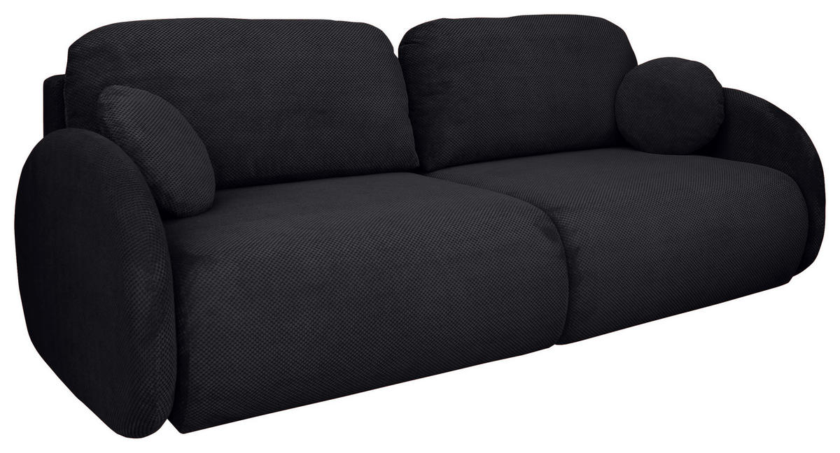 SCHLAFSOFA  mit Liegefunktion, Schlafen auf Sitzhöhe, Rücken echt Chenille Schwarz  - Schwarz, KONVENTIONELL, Kunststoff/Textil (222/90/100cm) - Carryhome
