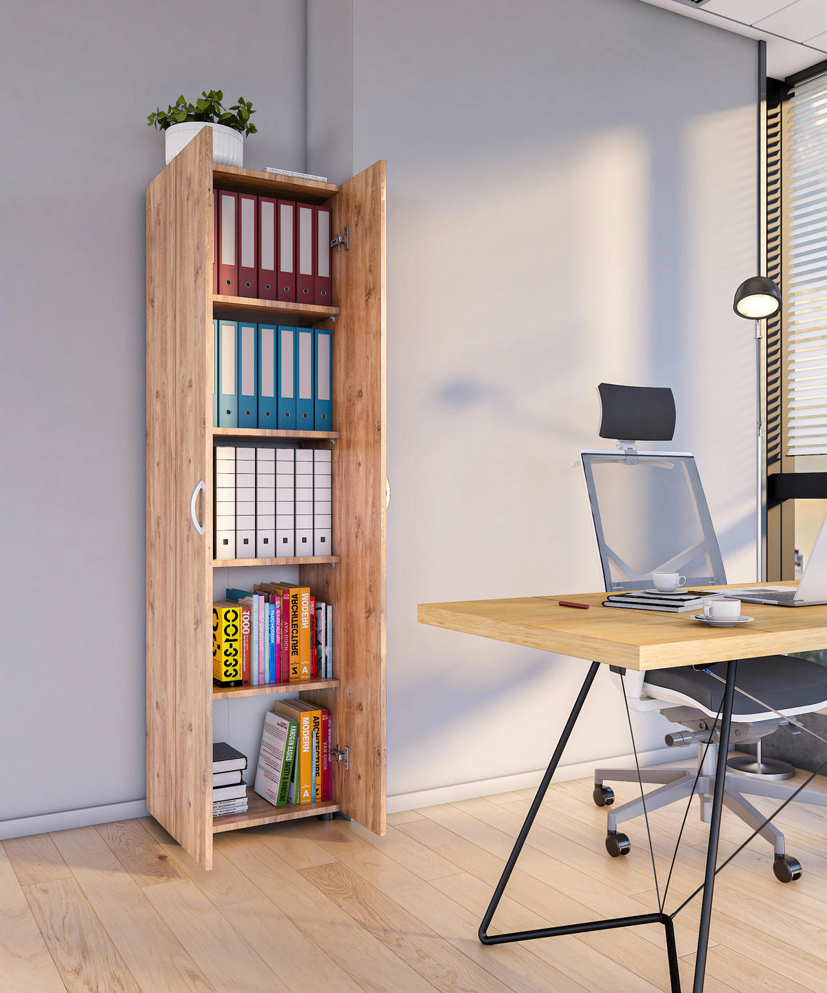 AKTENSCHRANK 49/178/34 cm  - Honigeiche, MODERN, Holzwerkstoff (49/178/34cm) - MID.YOU