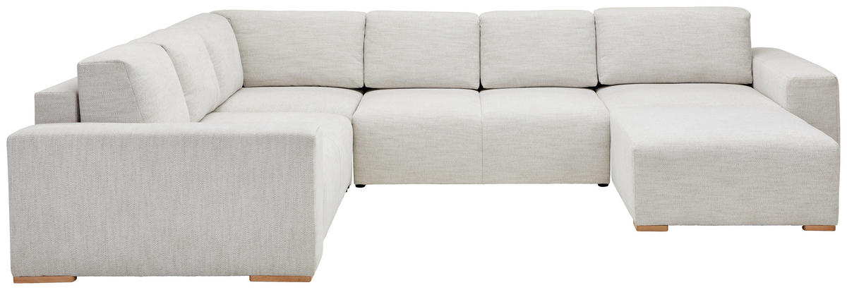 WOHNLANDSCHAFT in Flachgewebe Beige  - Beige/Buchefarben, Konventionell, Holz/Kunststoff (283/371/208cm) - Livetastic