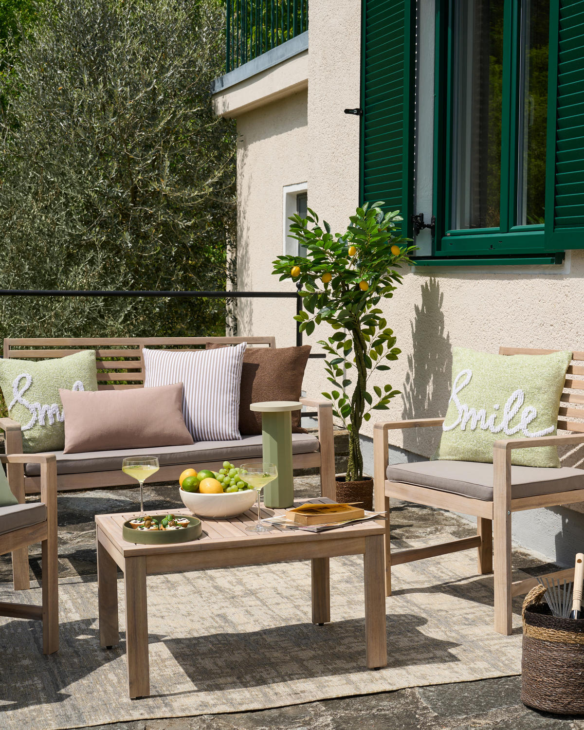GARTENSET  - Akaziefarben, Natur, Holz/Textil (73/50/40cm) - Ambia Garden
