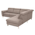 ECKSOFA in Echtleder Fango  - Fango/Alufarben, Design, Leder/Metall (271/242cm) - Cantus