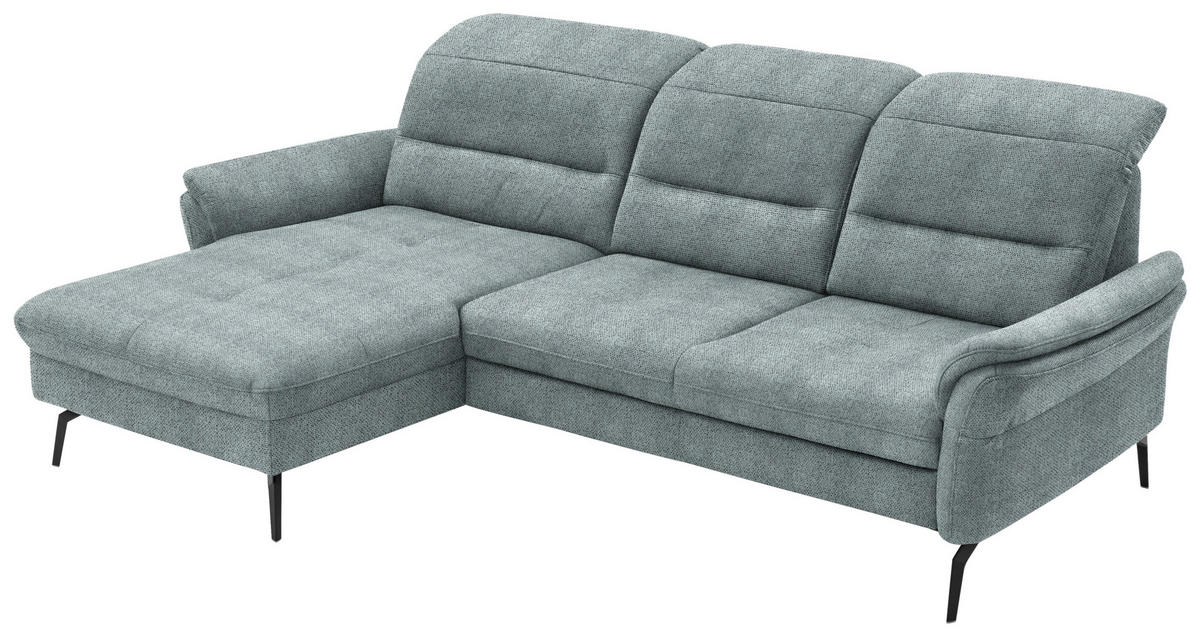 ECKSOFA in Flachgewebe Blaugrau  - Blaugrau/Schwarz, Konventionell, Textil/Metall (181/260cm) - Beldomo Speed