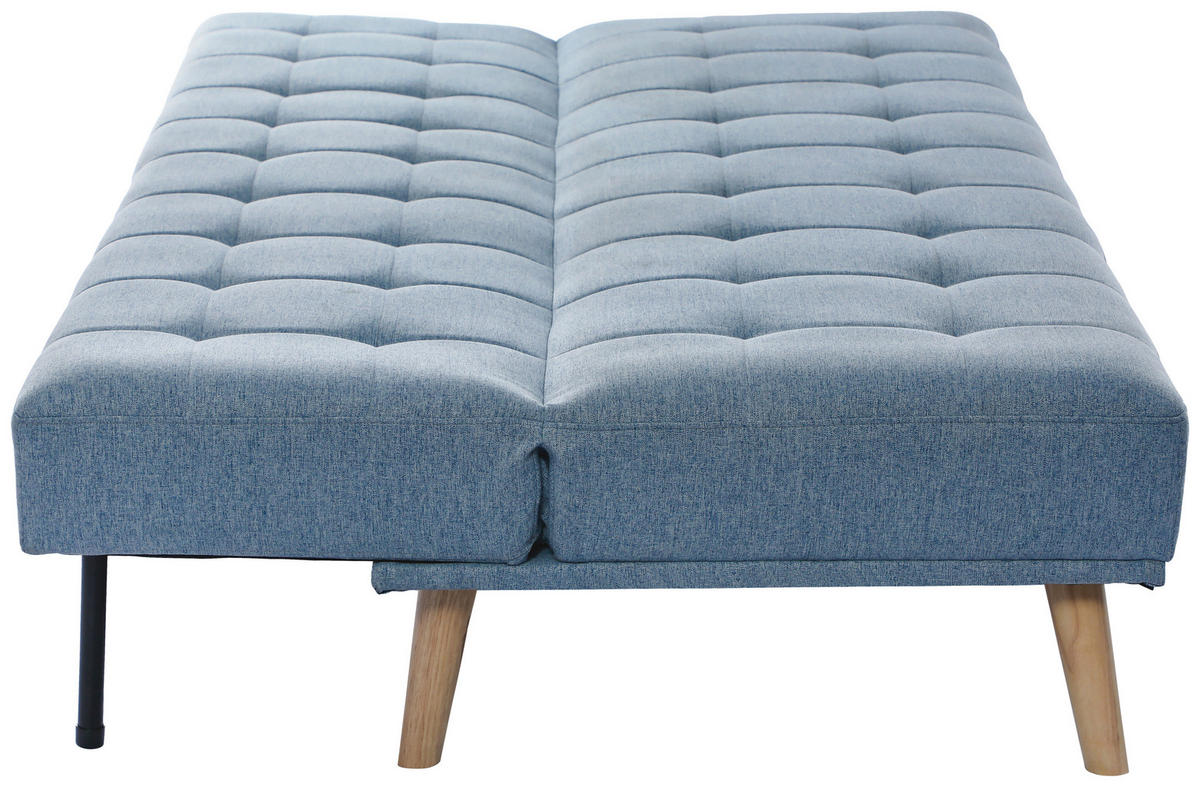 SCHLAFSOFA Leinenoptik Hellblau  - Schwarz/Naturfarben, Design, Holz/Kunststoff (179/81/85cm) - P & B