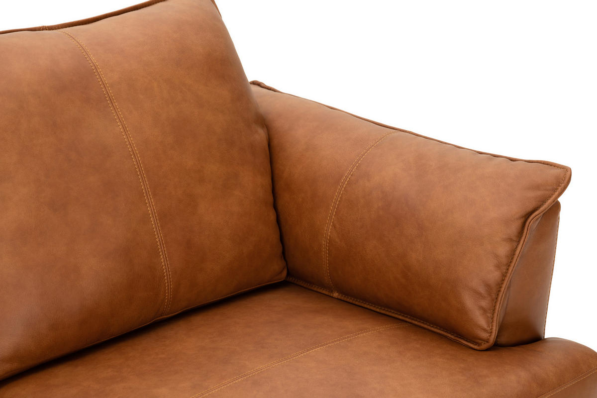 HÖRNSOFFA i äkta läder rostfärgad  - svart/rostfärgad, Design, metall/läder (153/233cm) - Livetastic