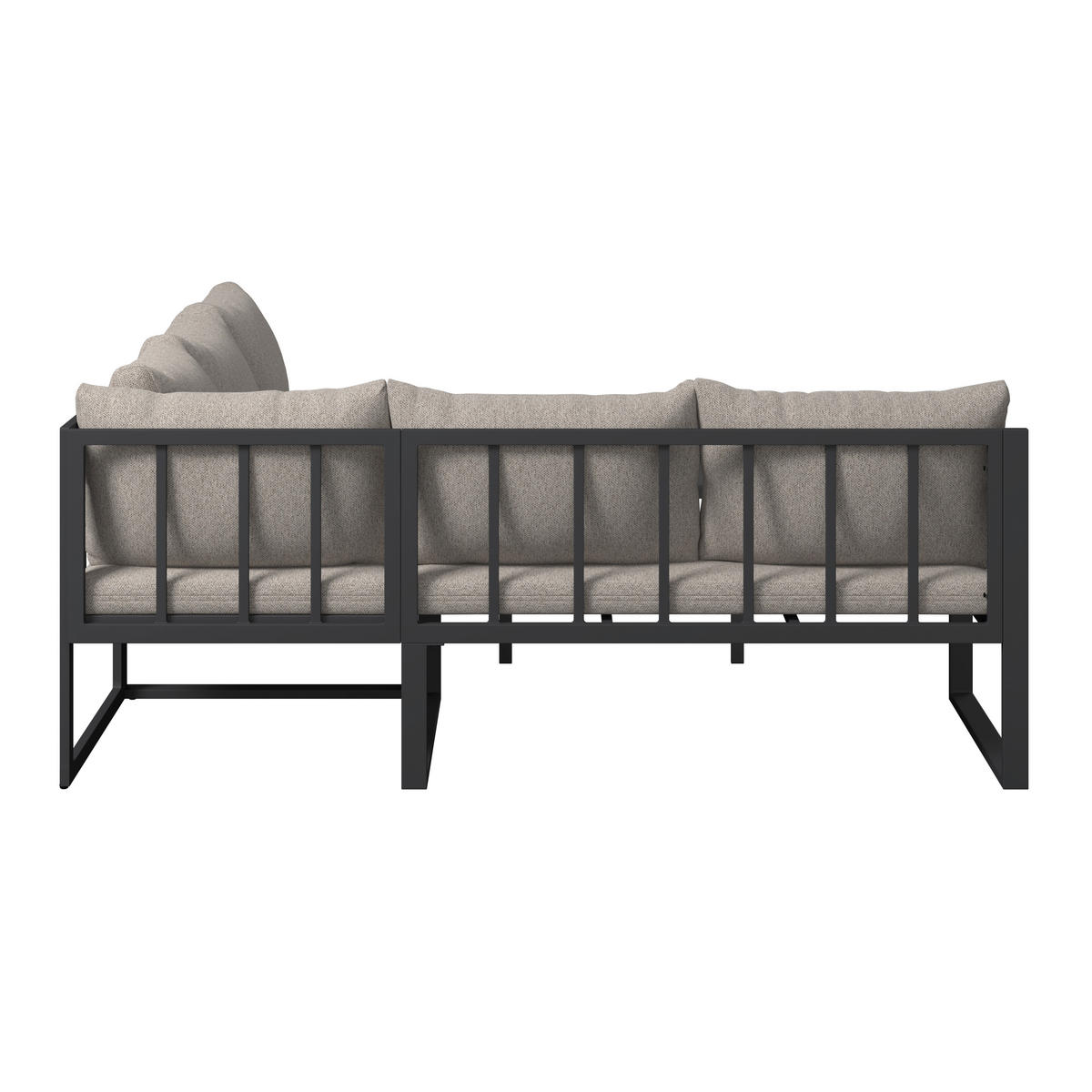 LOUNGEGARNITUR 3-teilig   142.5/70/67 cm Aluminium, Eisen  - Dunkelgrau/Grau, MODERN, Kunststoff/Textil (142.5/70/67cm) - Ambia Garden
