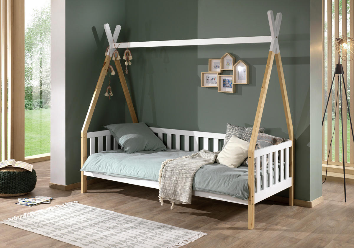 HAUSBETT Rollrost 90/200 cm  in Weiß, Kieferfarben  - Weiß/Kieferfarben, MODERN, Holz (90/200cm) - MID.YOU