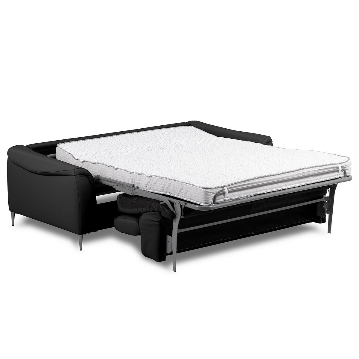 SCHLAFSOFA PAFOS Schwarz Echtleder Lederlook  - Schwarz, Design, Leder/Textil (203/77-98/103cm) - MID.YOU